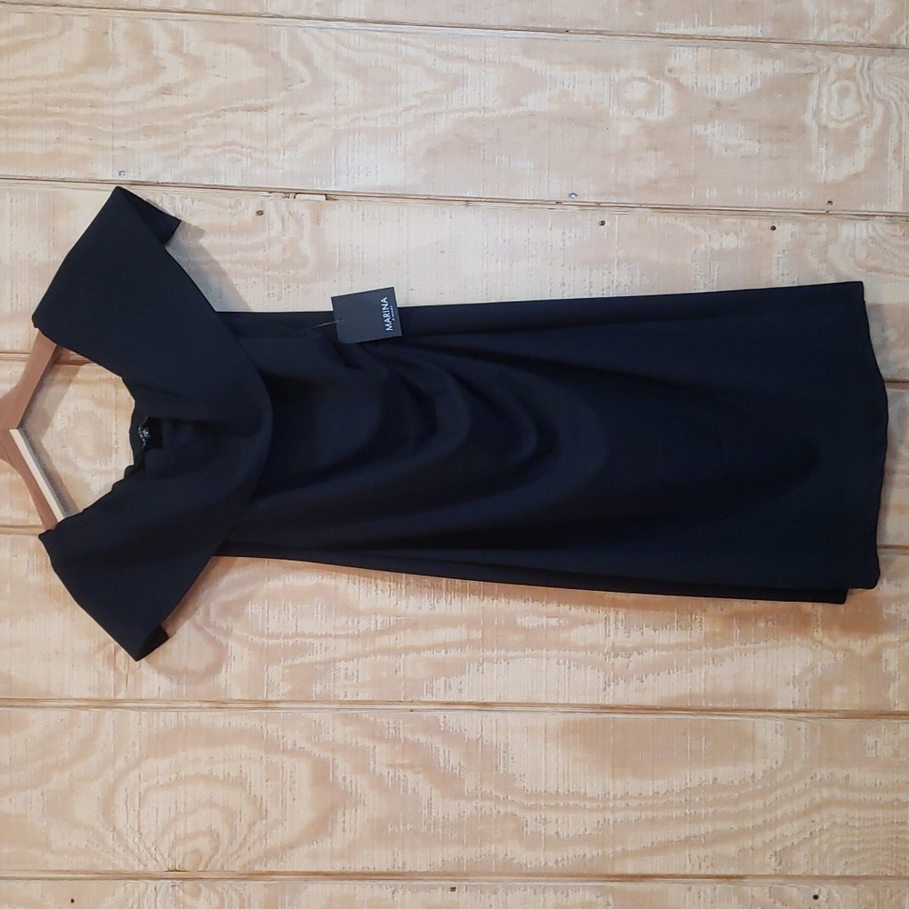 Marina NYC NEW Black Off Shoulder Dress Size 6 #268145